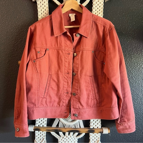 J. Jill coral salmon orange denim jacket blazer top women's S Petite - Picture 1 of 3